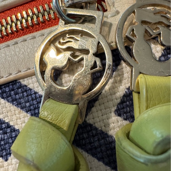 Spartina 449 blue/white lime purse. Crossbody. Linen and genuine leather - Picture 3 of 11